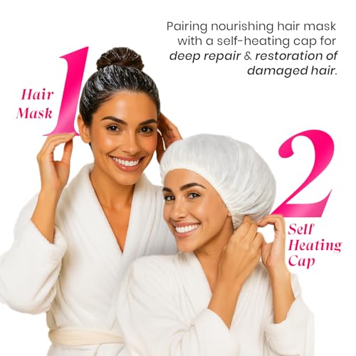 Image of Make Mee Bold Heat Therapy Hair Mask & Self-Heating Cap for Dry & Damaged Hair | Hair Spa Mask for Salon-Like Care at Home | With Berry Extracts, Hyaluronic Acid, Biotin, Collagen & Keratin | 5-Minute Care, 70 g