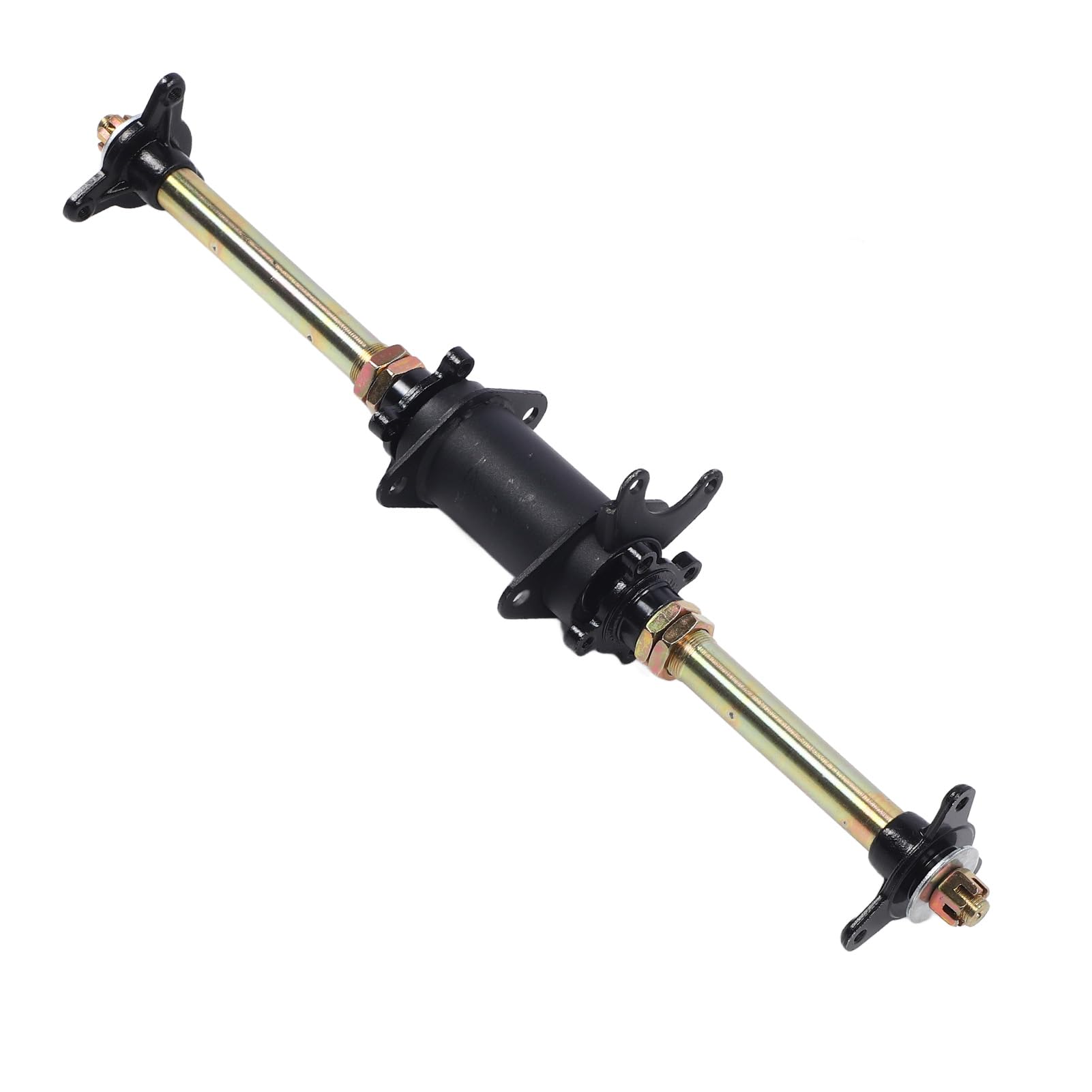 Dilwe Zestaw Tylnej Osi Gokartowej Zespół Tylnej Osi ze Stopu Stali 650 Mm X 25 Mm z Kołem łańcuchowym Kołnierze Piasty Tarczy Hamulcowej do Kartingu ATV Off Road Drift Trike DIY