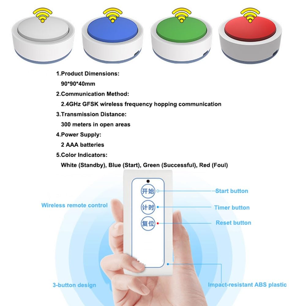 Wireless Quiz Game Buzzer System con 10 Buzzer & 1 Monitor, telecomando per spettacoli di gioco e concorsi scolastici, supporta fino a 32 pulsanti