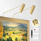 ZOOPEEN 2 Pack Zoomable Picture Light Spotlight,Plug in LED Picture Lights for Wall 3000K Photo Frame Light with Remote Control Art Lighting for Paintings Gold Mini Accent Spotlights for Gallery
