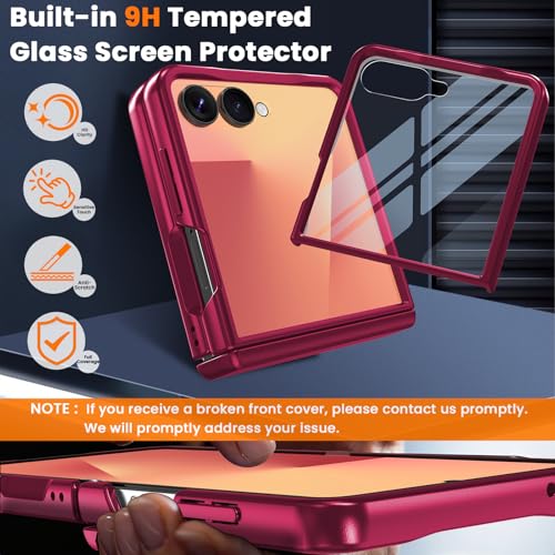 Image of WRJ for Samsung Galaxy Z Flip 8 Case Built-in Screen Protector,Hot Pink