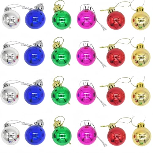 Accfore Paquete de 24 bolas de Navidad adornos mini bola inastillable para decoraciones de árbol de Navidad 1.2 pulgadas (multicolor)