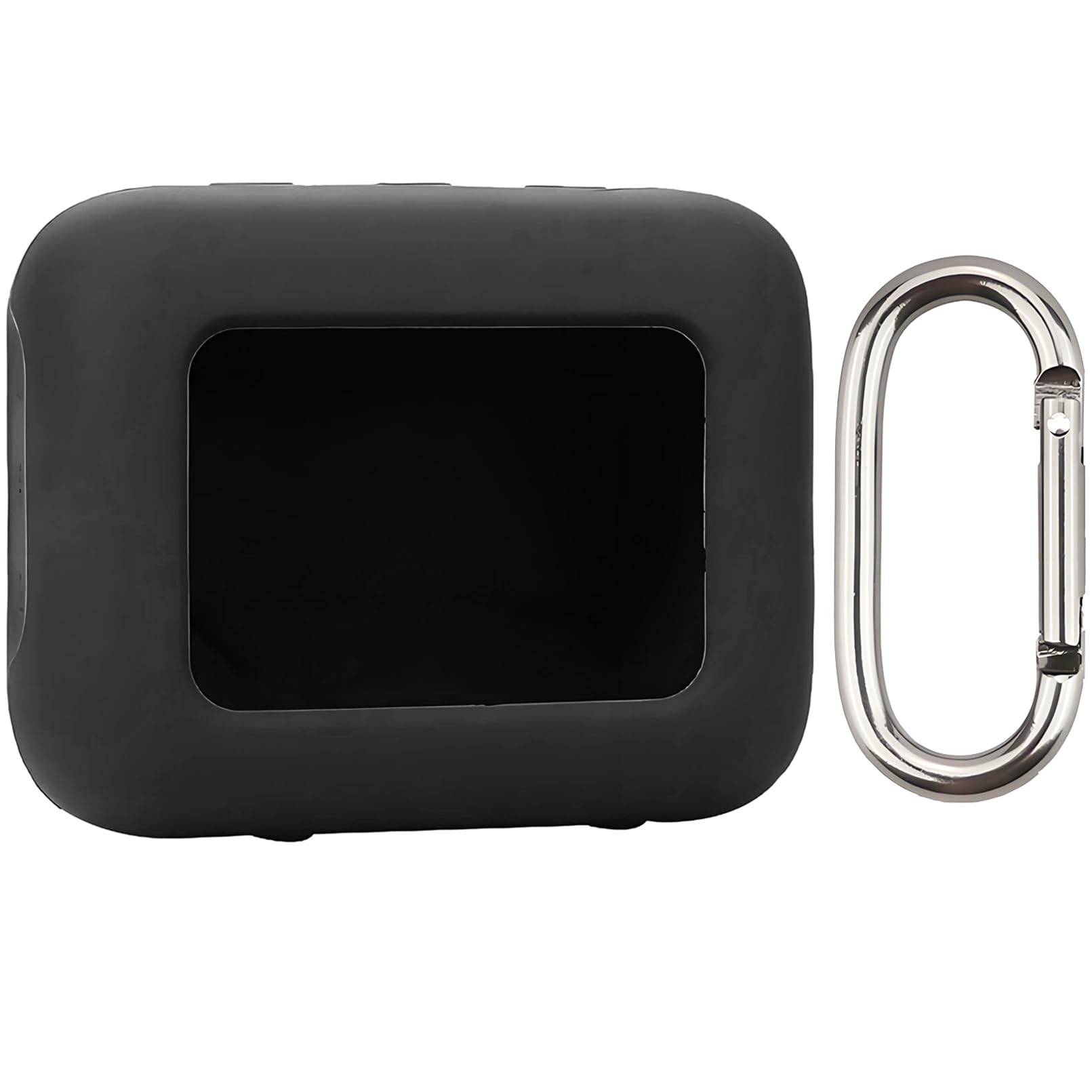 easyBee Etui do JBL Go 4 przenośne z karabińczykiem, płynny silikon, odporne na uderzenia, etui ochronne, głośnik, torba do przenoszenia, kolor czarny