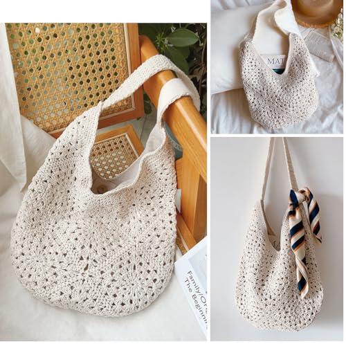 Image of Hand-woven Soft Large Straw Shoulder Bag Retro Boho Tote Bags Summer Beach Bag Rattan Handbag