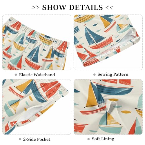 ALAZA Cartoon Boat Pajama Shorts Sleep Shorts Pant Lounge Pajama Bottoms Elastic Waist with Pockets3