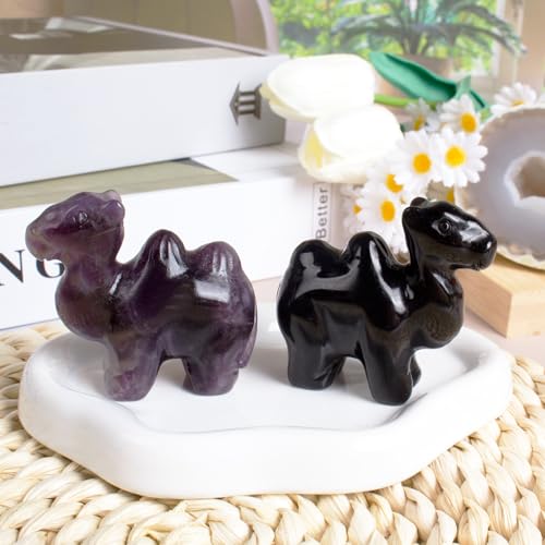 Figura Decorativa de Cristal de Camello Obsidiana Negra 5.6 cm miniatura 3