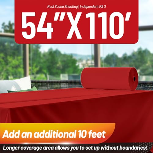 Image of Plastic Table Cloth, 110 Ft X 54 in Disposable Tablecloth Red Tablecloth Premium PEVA Plastic Table Cloth Disposable with Any Cut Sliding Cutters for Picnics, Parties, Birthdays, Festivals