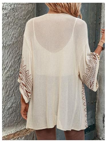 WDIRARA Women's Western Boho Cardigans 3/4 Dolman Sleeve Open Front Knit Lightweight Coverup2