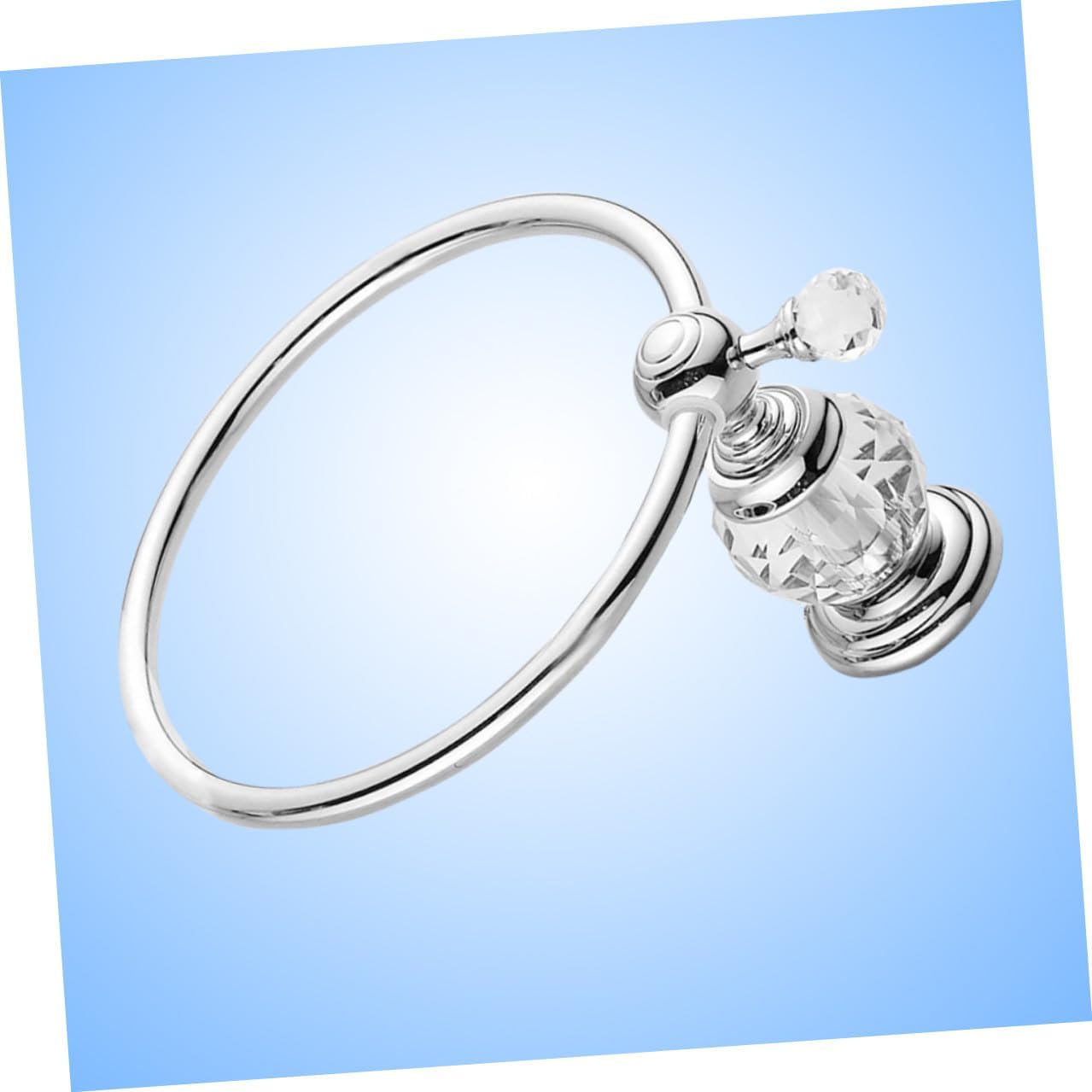 Homoyoyo Refined Copper Bathroom Towel Ring Wall Mounted Pendant Holder with Rotation Rustproof Polished Silver Finish Elegant Hand Towel Ring for Bathrooms