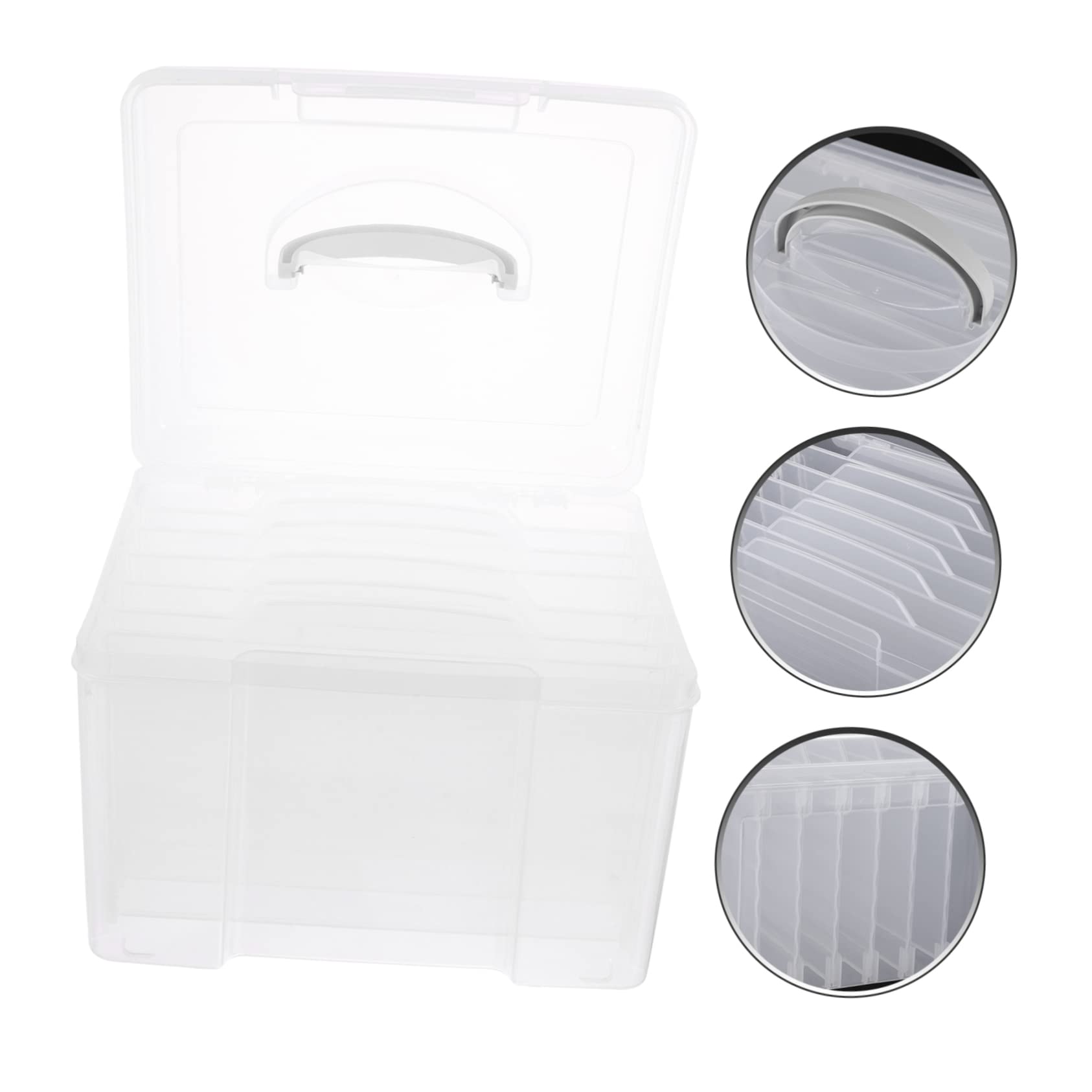 Boîte de Rangement pour Photos à 6 Compartiments Réglables en Plastique