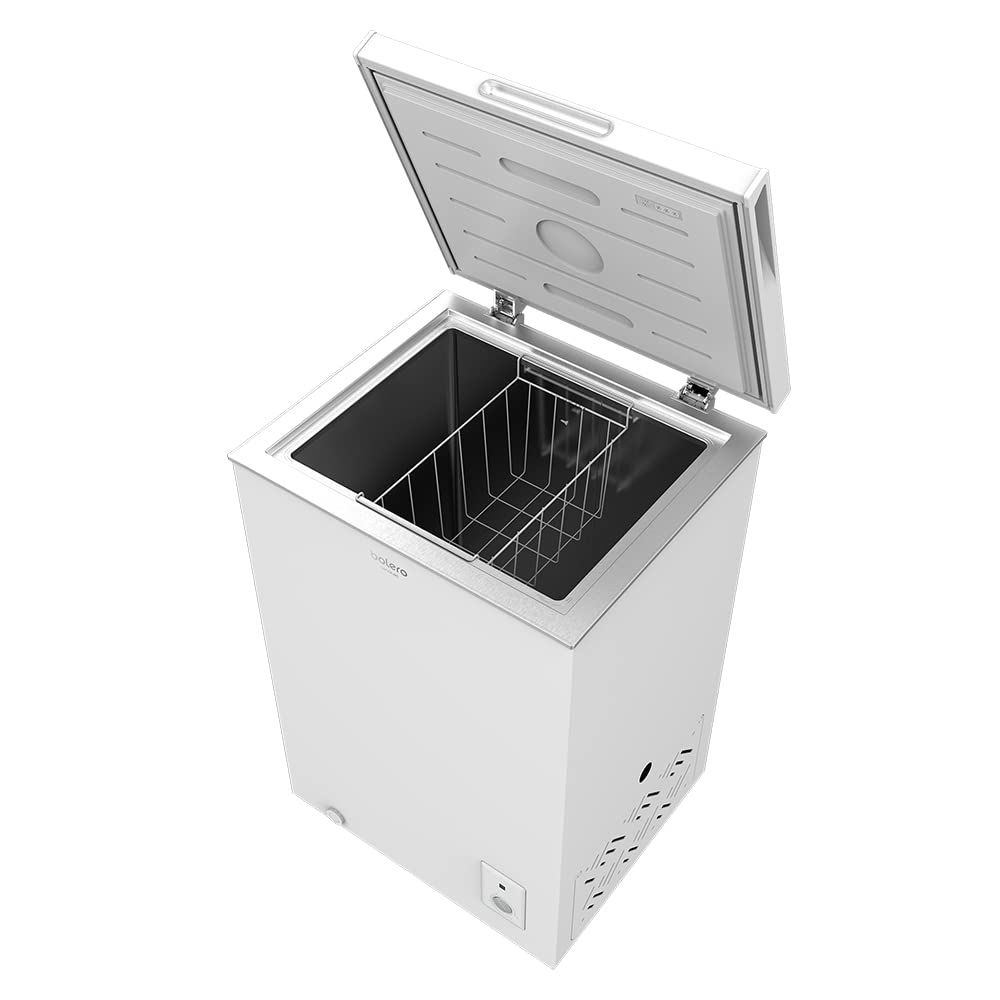 Cecotec Congelador Horizontal Arcón Bolero CoolMarket Chest 99 White. 99 Litros, Ahorro Energético, Sistema Dual Function, Cesta Interior, Control Mecánico, Blanco