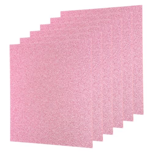 Image of MECCANIXITY 6Pcs Pink Glitter Acrylic Sheets 1 /8 inch Thickness 8 inch x 8 inch Glossy PMMA Fluorescent Plastic Sheets Extruded Translucent Blanks for DIY Art Crafting Laser Cutting & Engraving