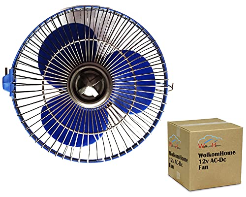 Image of WolkomHome 12 Volt 8 Inch Portable Electric Fan for Car, Truck, Home, Kitchen, Office with 360 Degree Adjustment