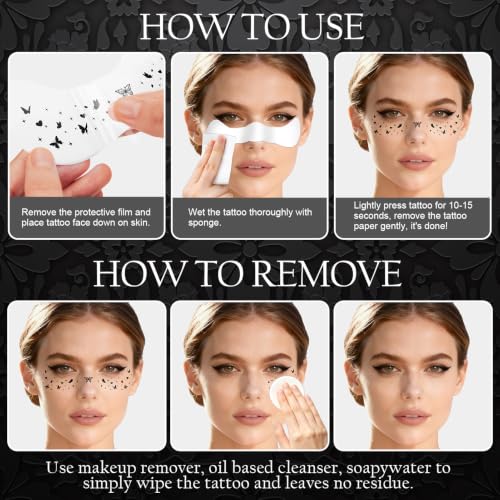 43 Styles Halloween Freckles Temporary Tattoos for Women Makeup Costumes - image 7