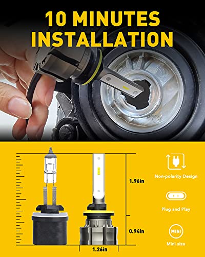 AUXITO 880 LED Fog Light Bulbs, 6000LM 6500K Cool White Light, 300% Brightness 885 893 899 Led Fog Lights, CSP LED Chips, DRL Replacement for Cars, Pack of 2 - Image 6