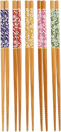 若狭塗 箸 滑り止め加工 22.5cm 5膳 セット 来客用 竹製 スス竹 小桜 日本製 264987