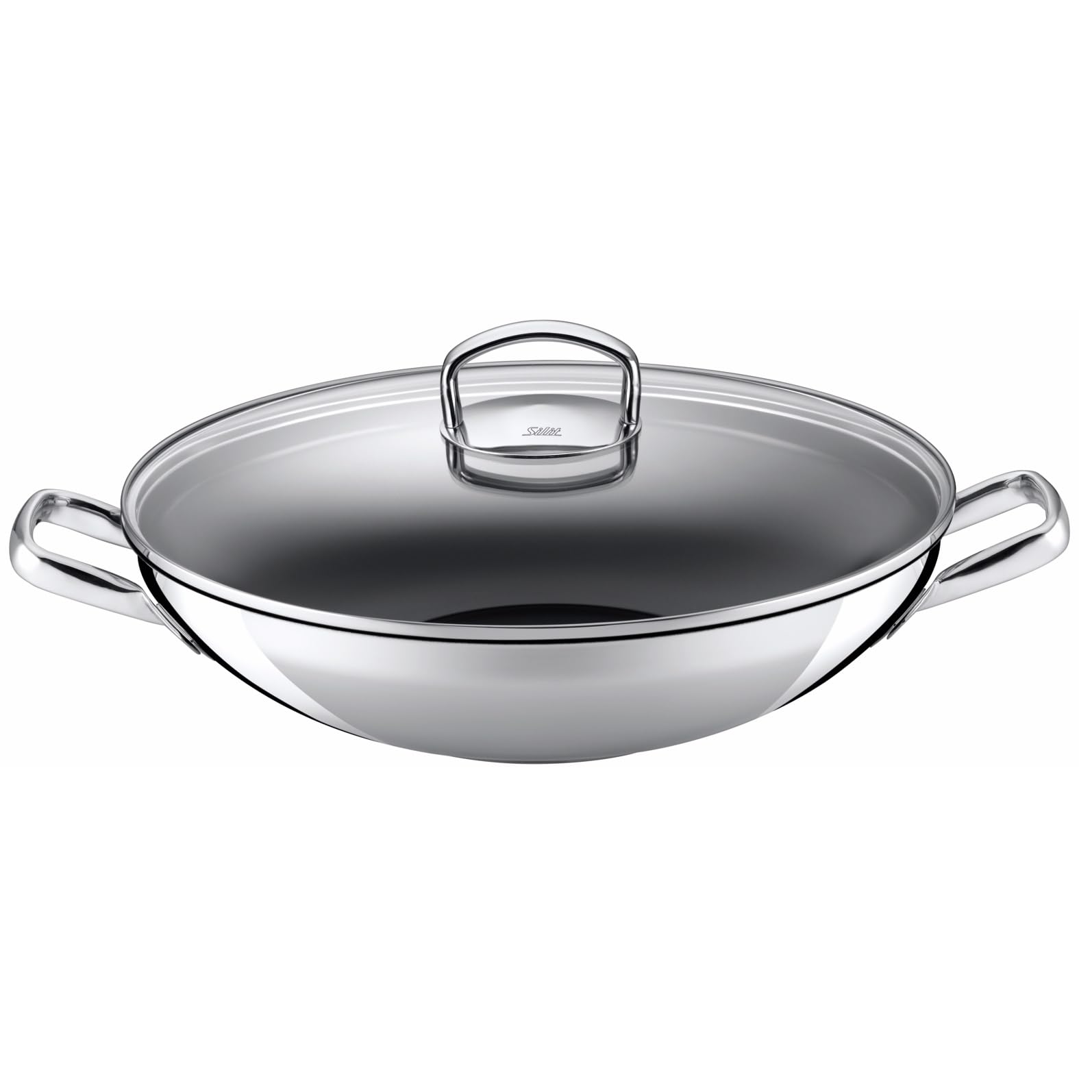 Silit Hongkong Wokpfanne Induktion 36 cm, mit Glasdeckel, CeraProtect keramische Antihaftversiegelung, Edelstahl Wok beschichtet, für alle Herdarten geeignet