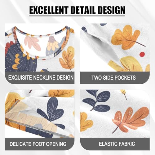 Pajama Short Sets Turkey Leaves Autumn Pattern Soft Cotton Summer Sleepwear 2 Piece PJS Size 5-14T3