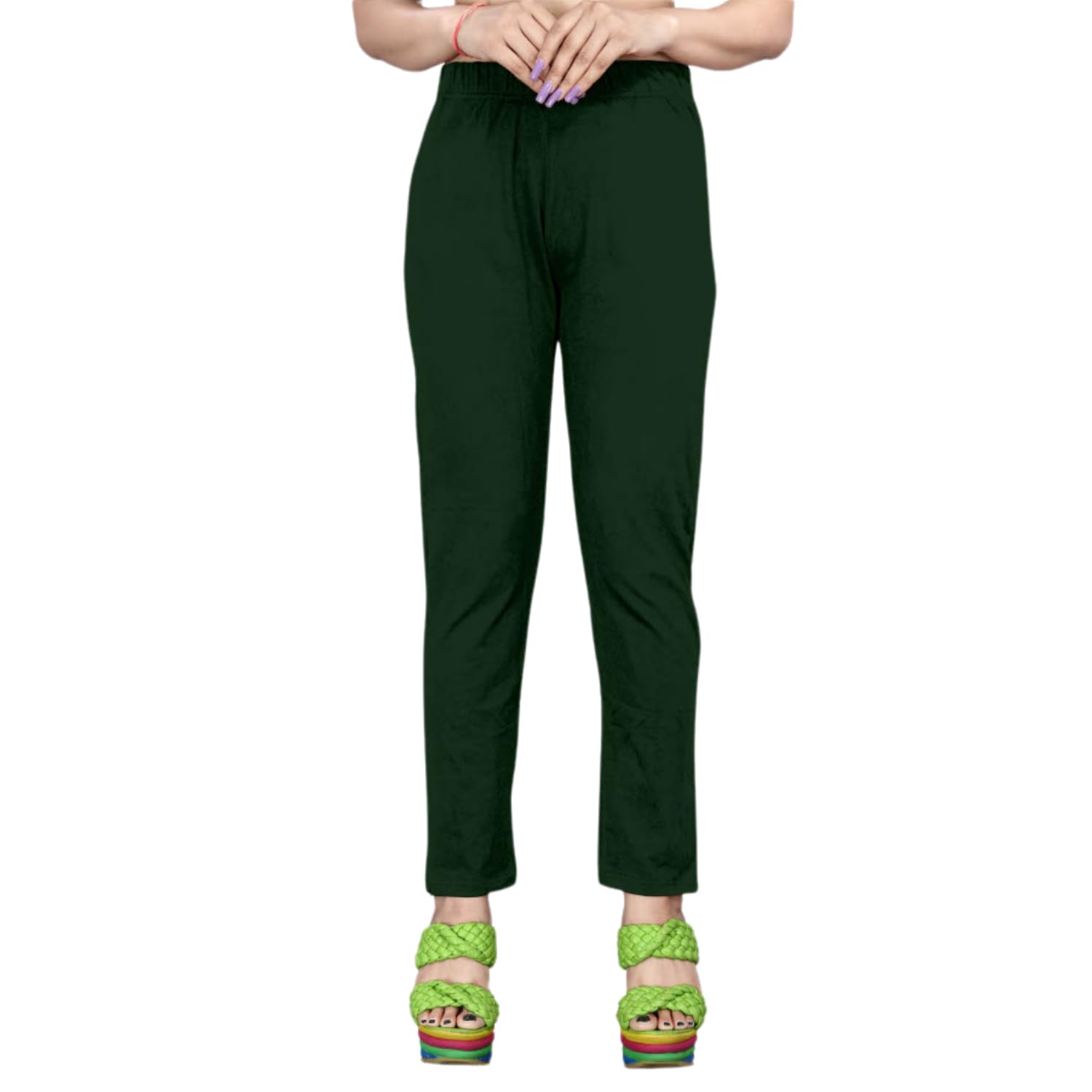 freedom lady wear Women's Solid Cotton Lycra Pants - Comfortable Stretchable High Waist Leggings, Slim Fit Trousers for Casual, Office-picture-21