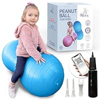 Meex Sensory Peanut Ball for Kids Therapy and Exercise - Enhance Balance, Motor Skills and Physical Therapy Calming Development with Our Yoga Ball - Flexible Seating for Autistic Children (Blue)
