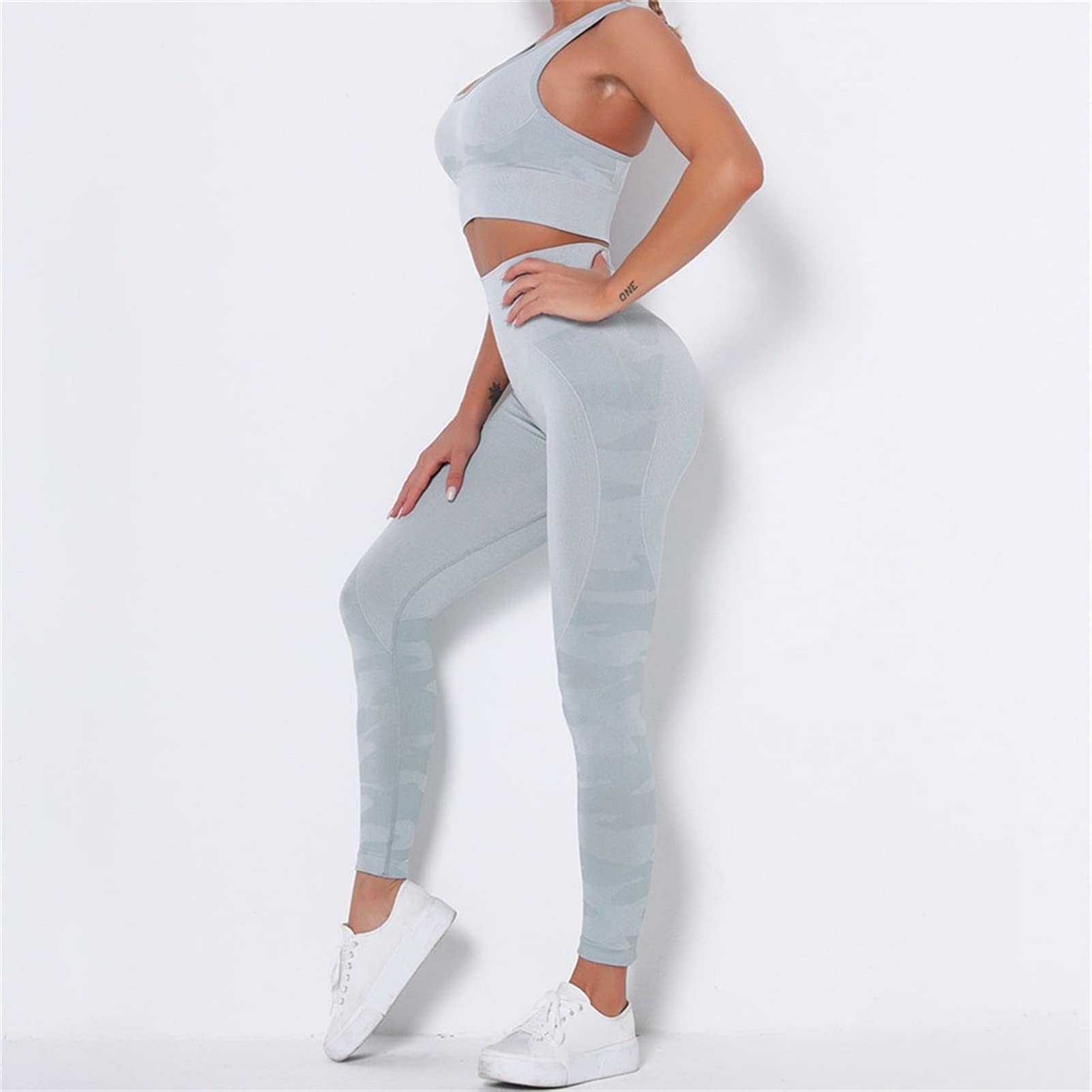 Damskie dresy treningowe do jogi, strój dla kobiet, zestaw 2 sztuki, nakładka do jogi Scrunch tłok, gimnastyka, legginsy bez ramion, sportowy biustonosz z rękawami crop Top Yoga Fitness dres treningowy 2 sztuki