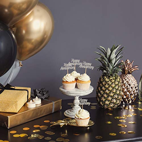 Donoter 48 Pcs Silver Happy Anniversary Cupcake Toppers Picks For Anniversary Party Cake Decorations #TOP3