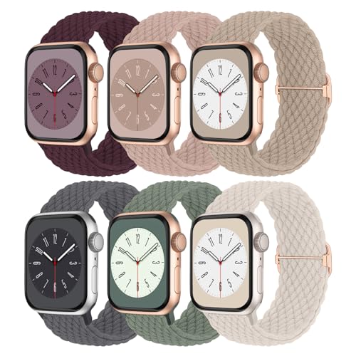 Image of Braided Solo Loop Compatible with Apple Watch Band 38mm 40mm 41mm 42mm 44mm 45mm 46mm 49mm Women Men, Adjustable Stretchy Bands Elastic Sport Strap for iWatch Series 11 10 9 8 7 6 5 4 3 2 SE Ultra 3 2