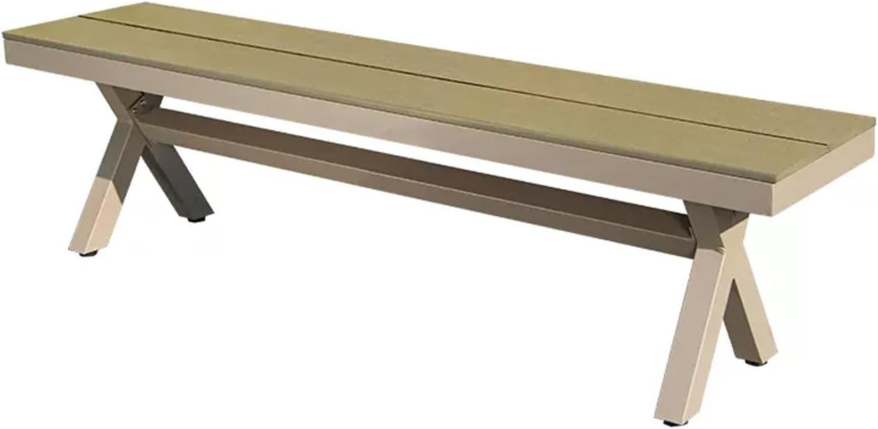 Outdoor Garden Bench, Patio Park Bench with Galvanized Steel Frame, Porch Bench Chair, Balcony Leisure Bench, for Park Balcony Backyard Outdoor Furniture Seating(Color:Maple,Size:130cm/51.1in)