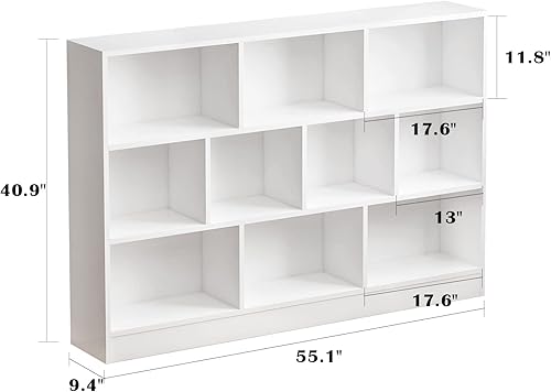 Miniatura 2 de AIEGLE Estantería de 10 cubos, estantería de madera de 3 niveles, armario de exhibición de pie para el dormitorio de los niños, organizador de