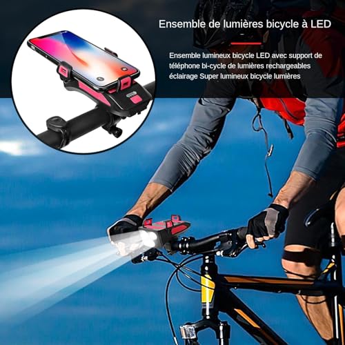 Faro de motocross luminoso para evitar accidentes con soporte y timbre 2