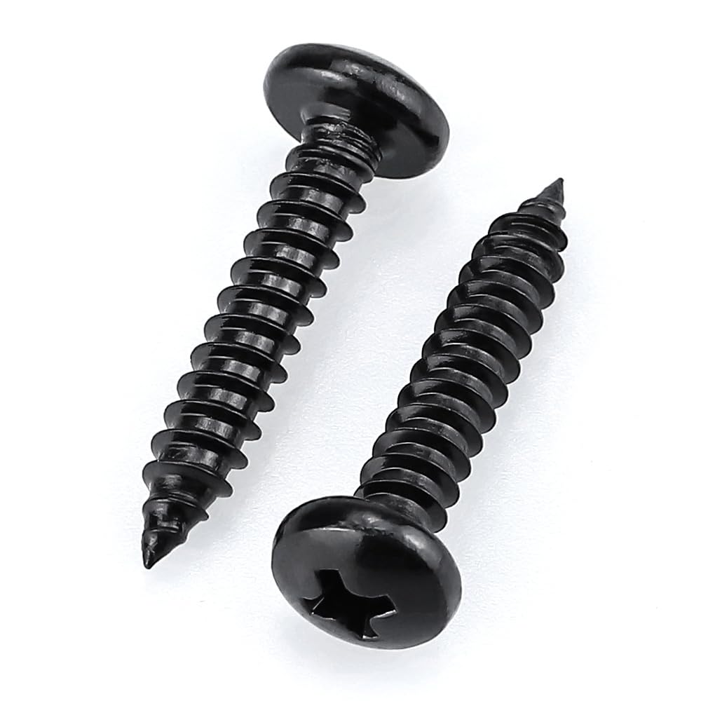 Glvaner #12 x 3/4 inch Phillips Pan Head Self Tapping Screws for Wood, Black Coated, 304 Stainless Steel 18-8, Round Head Sheet Metal Tek Screws, 40
