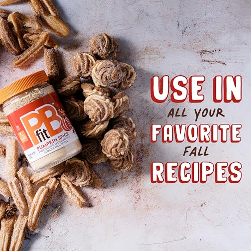 Image of PBfit 15 Ounce Pumpkin Spice Peanut Butter Powder, Powdered Peanut Butter Spread From Real Roasted Peanuts, 7g of Protein 7% DV, Gluten-Free, 70 calories, 90% less fat (Pack of 1)