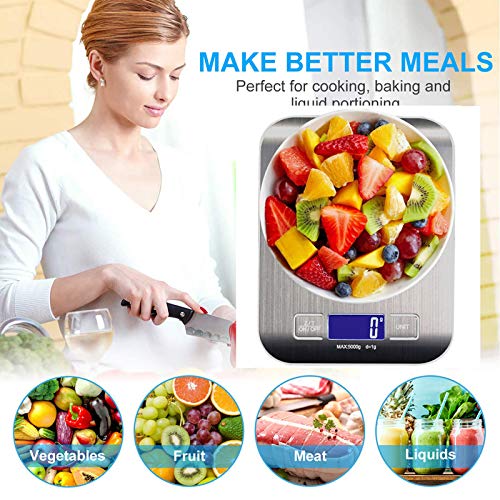 Aqwzh White Digital Food Kitchen Scale, Weight Grams And Oz, Led Backlit Display (Aaa Battery), Stainless Steel…, 0.1G-5Kg #TOP4