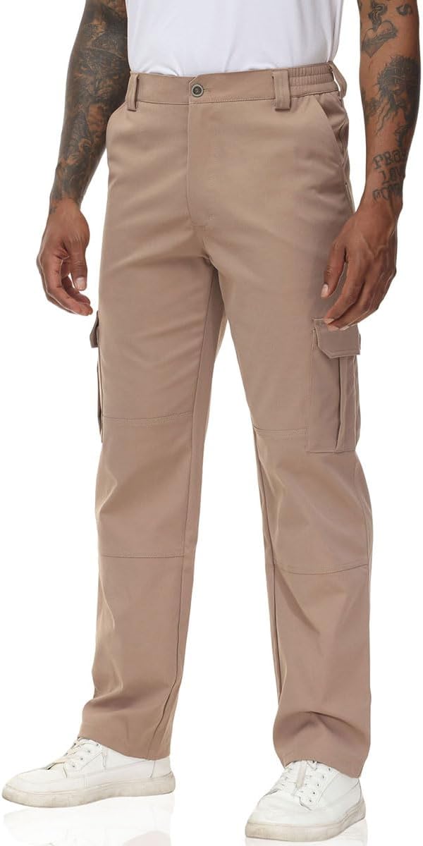 Soojun Men's Elastic Waist Relaxed Fit Stretch Cargo Pant - Image 2