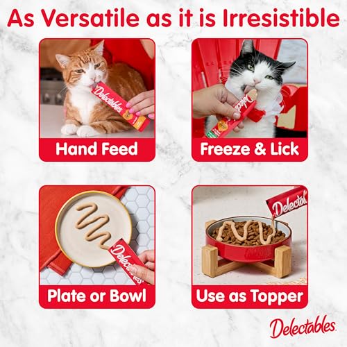Hartz Delectables Squeeze Up Interactive Lickable Wet Cat Treats for Adult & Senior Cats, Chicken & Tuna, 10 Count,5 oz