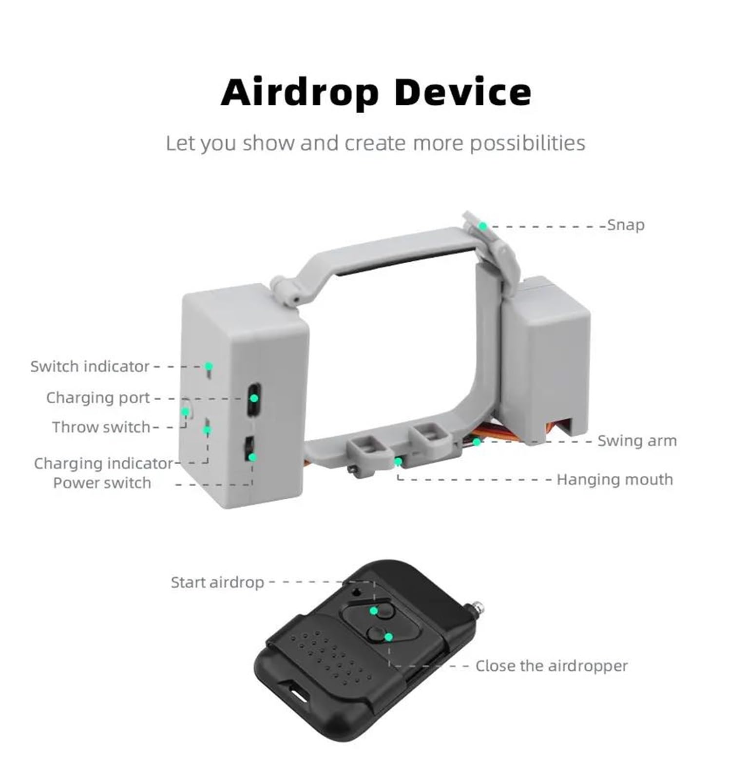 Drone Airdrop Sistema Per DJ&I Mini 4K/Mini 2/SE/Ma&vic Mini Drone Airdrop Air Drop System Lanciatore Esca da Pesca Regalo Gettare Consegna