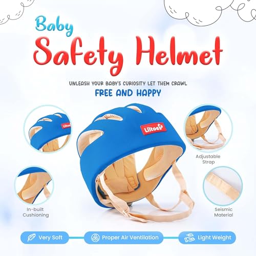 Image of Baby Safety Products Combo | LILTOES Baby Head Protector + Edge Guard for Safety of Kids 6M to 3 Years | Baby Safety Helmet with Corner Guard Protection (Royal Blue+Corner)