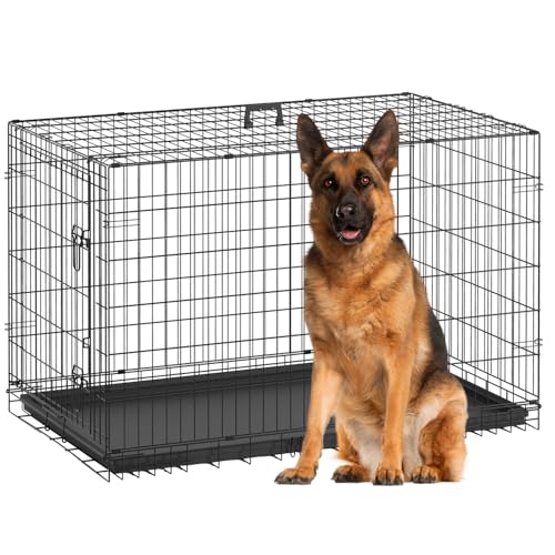 Image of BestPet | Dog Crate | 48 inch | Black | Foldable Metal Kennel with Single Doors