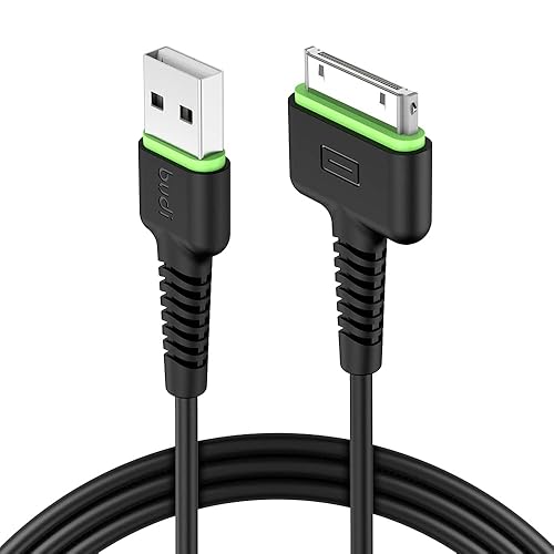 BUDI Cargador para iPhone 4S - Cable de sincronización de 30 pines para iPhone 4/4S/3G/3GS, iPad 1/2/3, iPod Touch y Nano - Negro