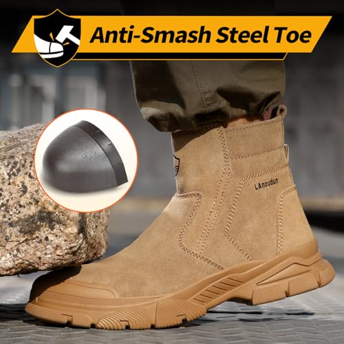 Water-resistant Work Boots for Men Comfortable Mens Steel Toe Shoes Lightweight Safety Toe Shoes for Men Indestructible Soft Work Shoes Construction Boots for Warehouse2