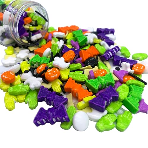 Image of Halloween Sprinkles Edible Candy Eyes for Decorating Eyeballs Skull Bones Bats Pumpkins Sprinkles Halloween Themed Desserts Cookies Baking Cake Cupcakes Toppers Decoratings