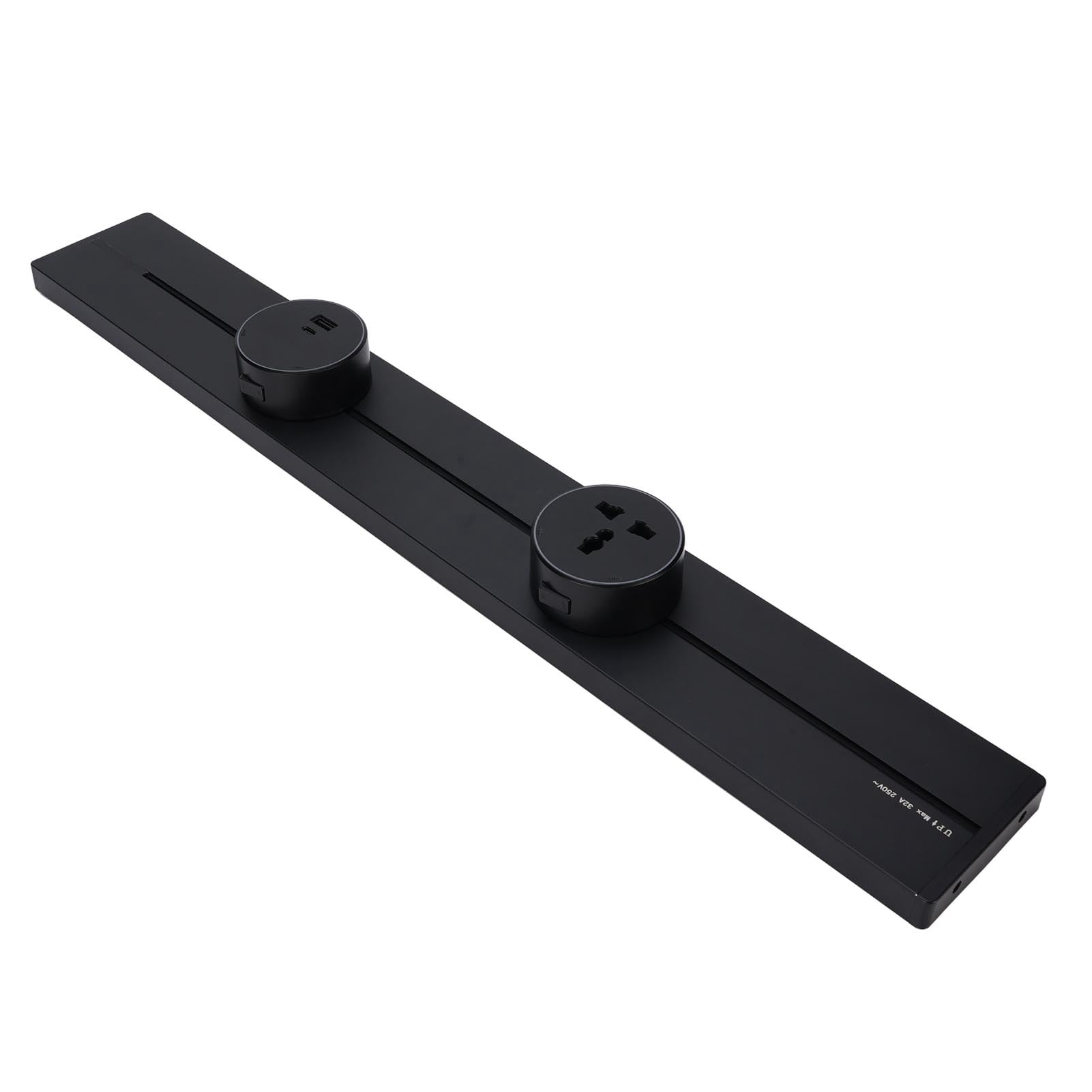 Generic Zestaw Gniazd Szynowych Wydajna Listwa Zasilająca na szynę 600 Mm 32 A 8000 W do Kuchni Salon Sypialnia Biuro, Stop Aluminium, materiał z Brązu Fosforowego (2 gniazda uniwersalne 1 gniazdo