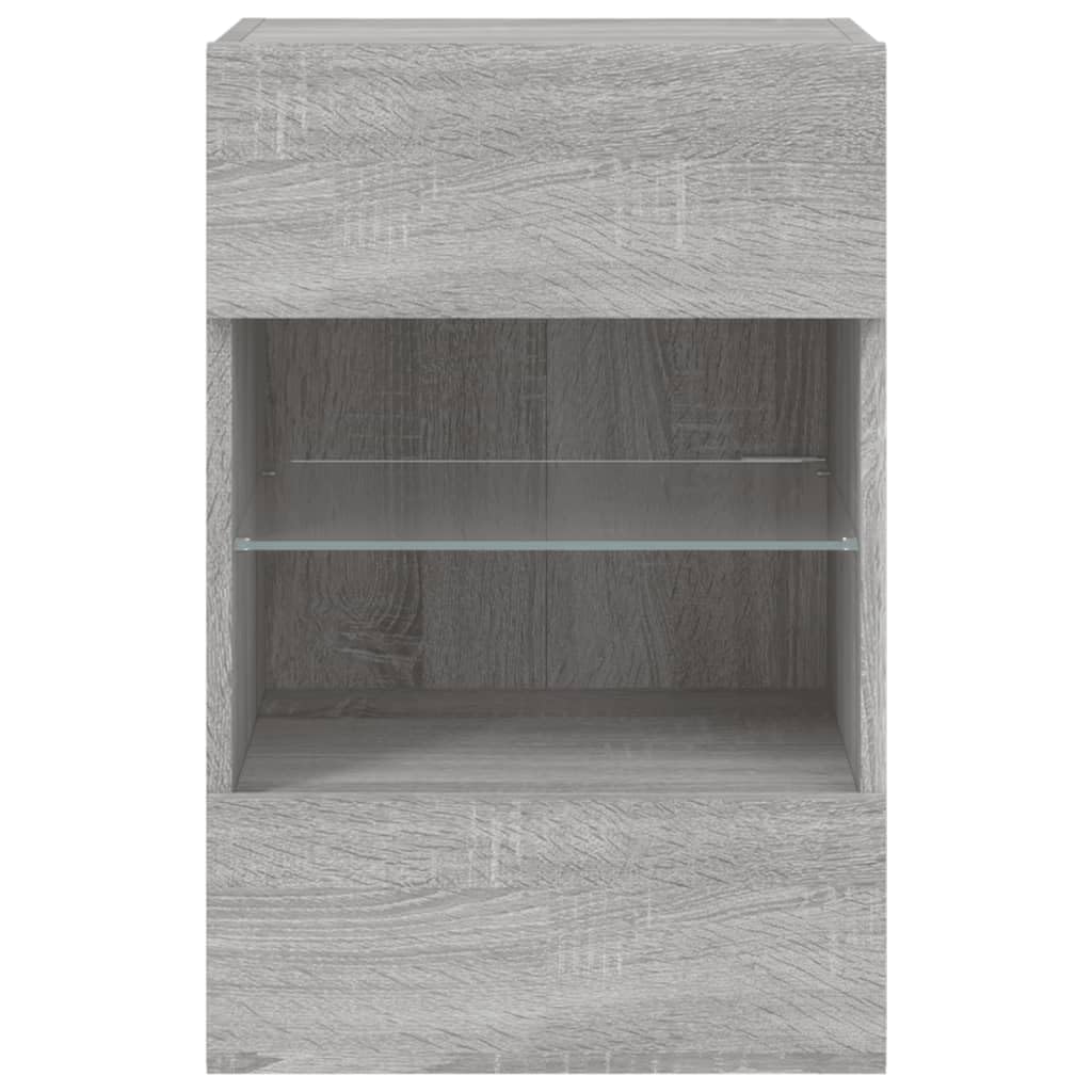 Homgoday TV-Wandschränke mit LED-Leuchten 2 STK. Schrankwand Fernsehschrank mit viel Stauraum, Anbauwand Wandmontage TV Möbel für Wohnzimmer Schlafzimmer Grau Sonoma