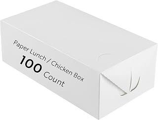 Restaurantware 71 oz Greaseproof Paper Takeout Boxes, 100 Pack Spill-Resistant White Disposable Lunch Containers Secure Closure