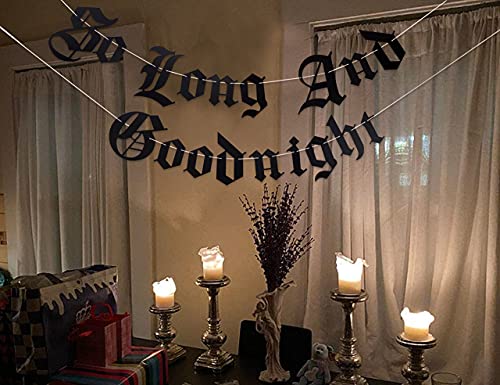 Image of Gothic Letter So Long And Goodnight Banner - Funeral 30th Birthday Banner - Emo 30th Birthday Party Decoration (GOODNIGHT)
