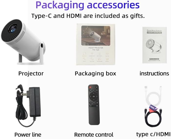 Miniatura 9 de Mini proyector FY300, soporte de 1080P, proyector portátil con WiFi y HDMI, giratorio de 180, espejo de pantalla inalámbrico, adecuado para uso en