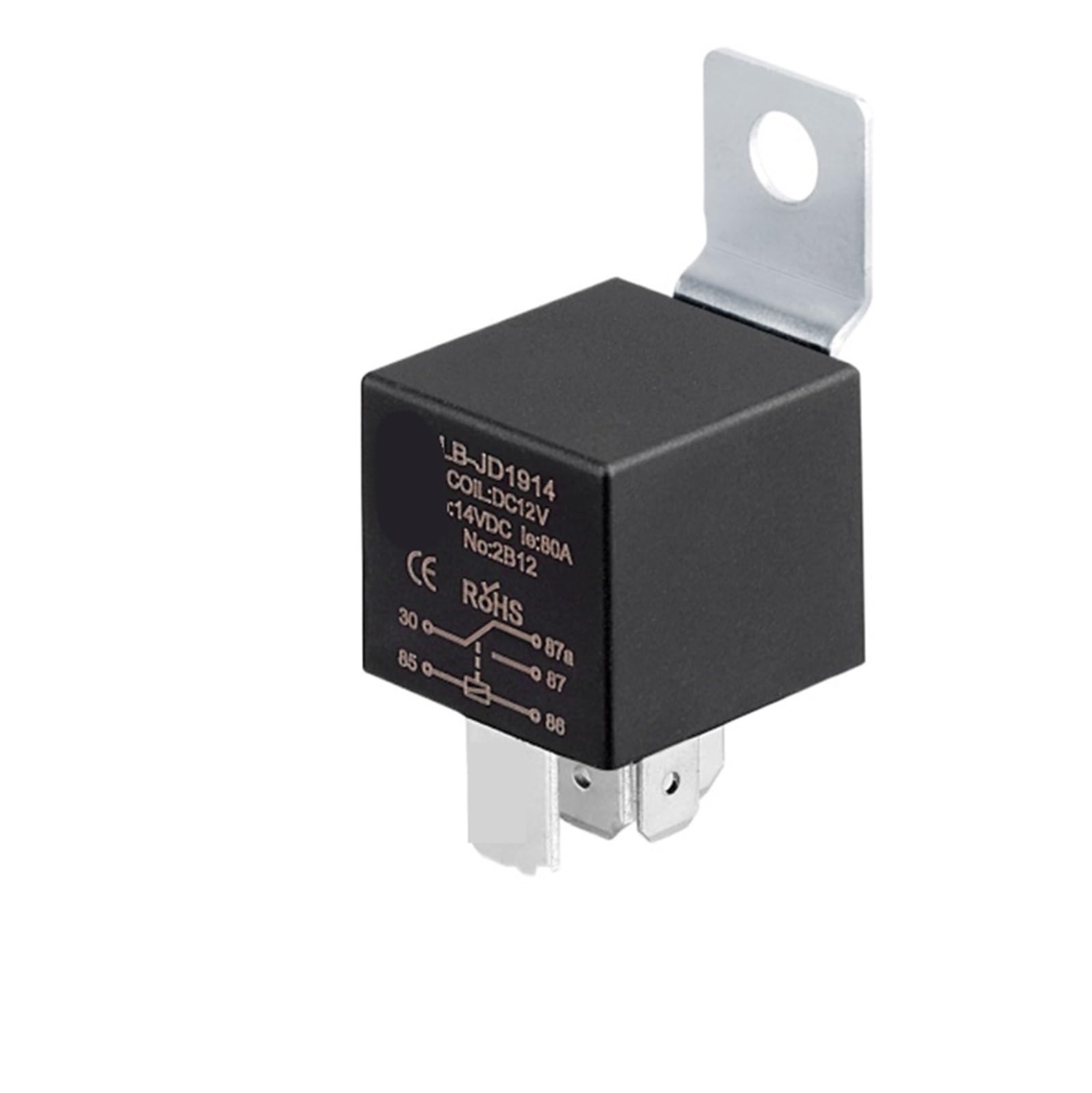 Relé automotriz 80A 12V24V integrado 4/5 pies impermeable, a prueba de aceite y polvo coche moto Universal(1914 5p 12V 80A)