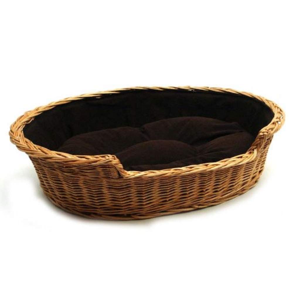 Prestige Wicker Wicker Dog Bed Basket with Cushion, Extra Large, Dark