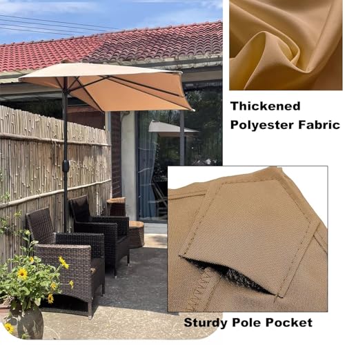 Parasol d'extérieur de remplacement 2,7 m toile polyester imperméable à 5 baleines - 5
