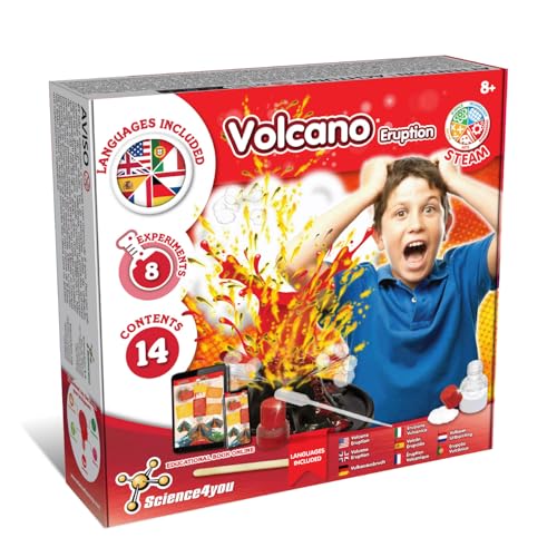 Science4you Coffret Volcan pour Enfants 7 8 9 10+ Ans - 8 Expériences Scientifiques pour Fabriquez Votre Propre Volcan - Jeux Volcan pour Enfant, Coffret...
